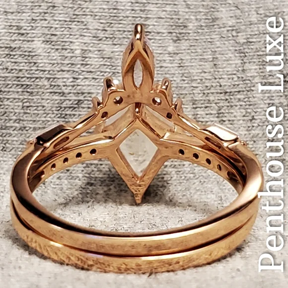 REAL Moonstone White Topaz Ring Set - Picture 5 of 8